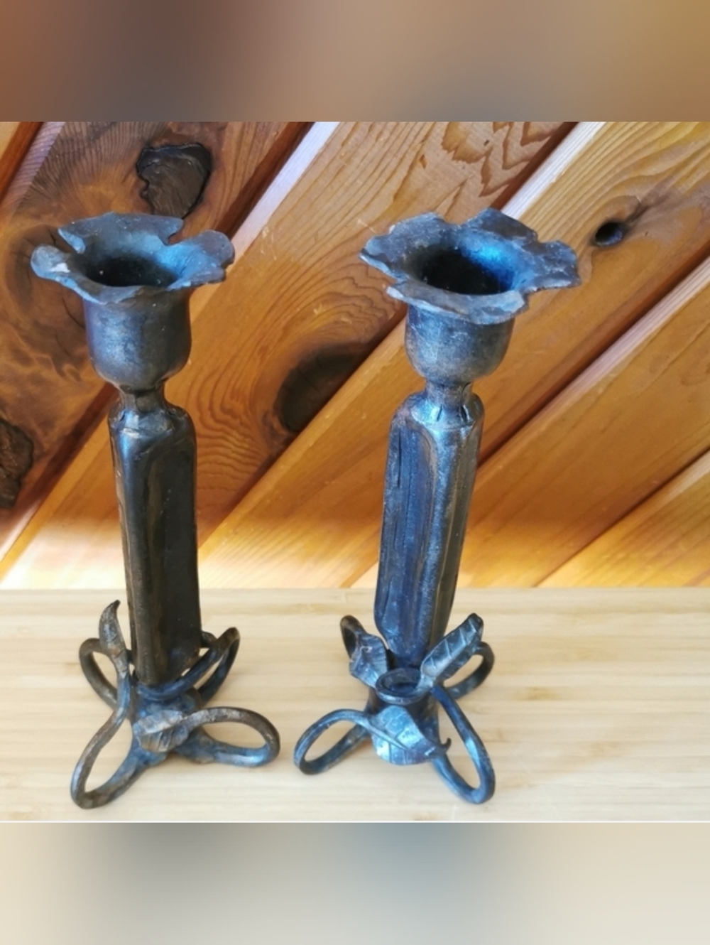 Vintage Brutalist Style Sculptural Candleholders